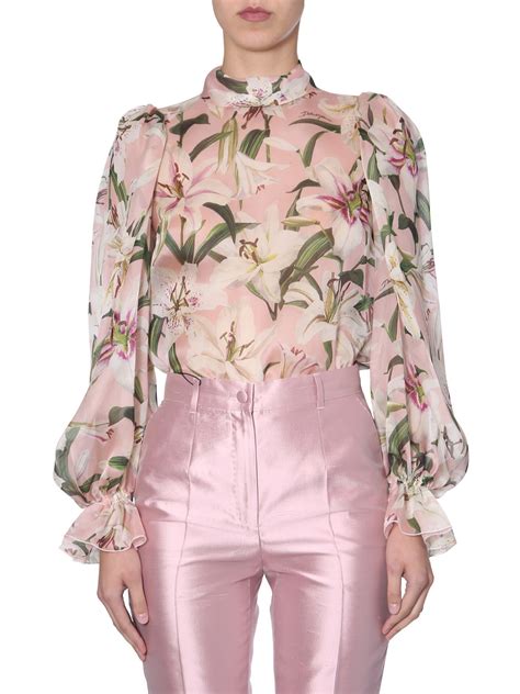 dolce gabbana turtleneck silk blouse tulips|Women's Dolce&Gabbana Blouses .